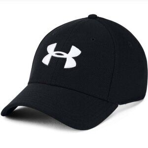 Under Armour Blitzing Hat Black White Stretch Fit Athletic Cap M/L NWT